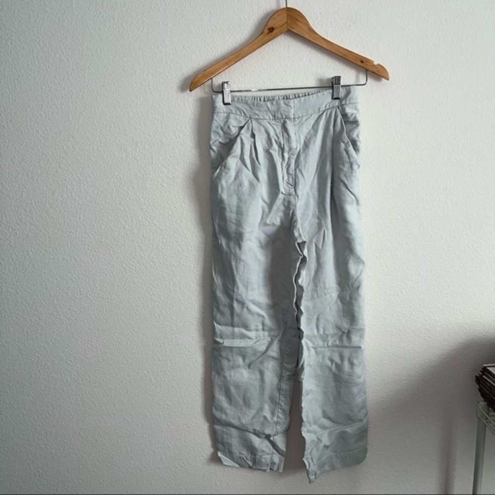 Aritizia Wilfred Light blue and gray linens blend slacks size 4